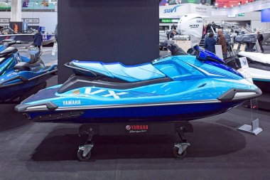 Pasila, Helsinki, Finlandiya 12 Şubat. 2025: Yamaha VX Deluxe waverunner at Vene (Boat) 2025 show at Messukeskus Helsinki.