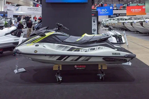 Pasila, Helsinki, Finlandiya 12 Şubat. 2025: Yamaha GP HO, Vene 'de (Boat) 2025' te Messukeskus Helsinki 'de yayınlandı..