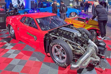 Pasila, Helsinki, Finlandiya, 4 Nisan. 2025: Kit-car Ferrari (1970-80) Orijinal American Car Show ACS25 Helsinki Messukeskus Fuar ve Kongre Merkezi 'nde.