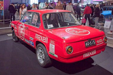 Pasila, Helsinki, Finlandiya, 4 Nisan. 2025: BMW 2002 (1968) Orijinal Amerikan Araba Fuarı ACS25 Helsinki Messukeskus Fuarı ve Kongre Merkezi.