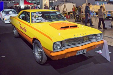 Pasila, Helsinki, Finlandiya, 4 Nisan. 2025: Dodge Dart (1967) Orijinal Amerikan Araba Fuarı ACS25 Helsinki Messukeskus Fuar ve Kongre Merkezi 'nde sergilenmektedir..