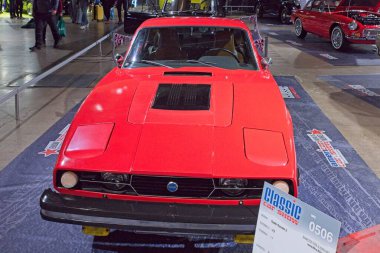 Pasila, Helsinki, Finlandiya, 4 Nisan. 2025: Saab Sonett 3 (1973) Orijinal Amerikan Araba Fuarı ACS25 sergisi Helsinki Messukeskus Fuar ve Kongre Merkezi.