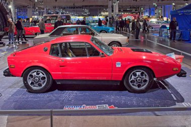 Pasila, Helsinki, Finlandiya, 4 Nisan. 2025: Saab Sonett 3 (1973) Orijinal Amerikan Araba Fuarı ACS25 sergisi Helsinki Messukeskus Fuar ve Kongre Merkezi.