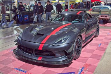 Pasila, Helsinki, Finlandiya, 4 Nisan. 2025: Dodge Viper (2014) Orijinal Amerikan Otomobil Fuarı ACS25 Helsinki Messukeskus Fuarı ve Kongre Merkezi.