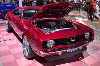 Pasila, Helsinki, Finlandiya, 4 Nisan. 2025: Chevrolet Camaro SS (1969) Orijinal Amerikan Araba Fuarı ACS25 Helsinki Messukeskus Fuar ve Kongre Merkezi 'nde.