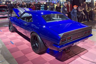 Pasila, Helsinki, Finlandiya, 4 Nisan. 2025: Chevrolet Camaro (1968) Orijinal Amerikan Araba Fuarı ACS25 Helsinki Messukeskus Fuar ve Kongre Merkezi 'nde sergilenmektedir..
