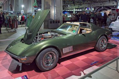 Pasila, Helsinki, Finlandiya, 4 Nisan. 2025: Chevrolet Corvette 454 (1970) Orijinal Amerikan Araba Fuarı ACS25 Helsinki Messukeskus Fuar ve Kongre Merkezi 'nde sergilenmektedir..