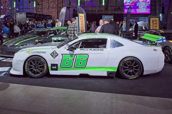 Pasila, Helsinki, Finlandiya, 4 Nisan. 2025: PKH Racing V8 Thunder Chevrolet Camaro (2012) Orijinal Amerikan Araba Fuarı ACS25 Helsinki Messukeskus Fuar ve Kongre Merkezi 'nde sergilenmektedir..