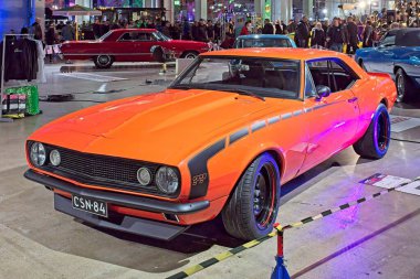 Pasila, Helsinki, Finlandiya, 4 Nisan. 2025: Pontiac Firebird (1967) Orijinal Amerikan Araba Fuarı ACS25 Helsinki Messukeskus Fuar ve Kongre Merkezi 'nde sergilendi.