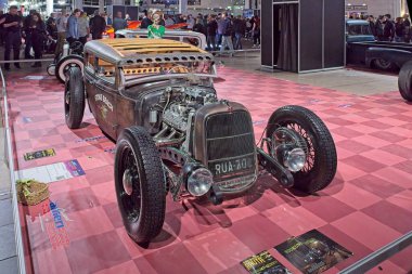 Pasila, Helsinki, Finlandiya, 4 Nisan. 2025: Ford Tudor Model-A (1931) Orijinal Amerikan Araba Fuarı ACS25 Helsinki Messukeskus Fuar ve Kongre Merkezi 'nde sergilenmektedir..