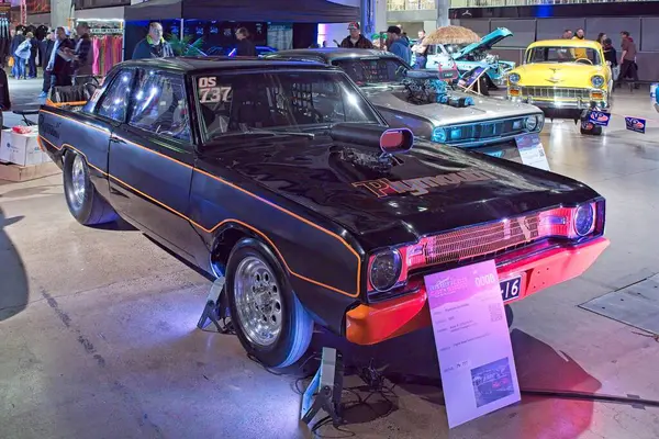 Pasila, Helsinki, Finlandiya, 4 Nisan. 2025: Plymouth Dart (1973) Orijinal Amerikan Araba Fuarı ACS25 Helsinki Messukeskus Fuar ve Kongre Merkezi 'nde sergilenmektedir..