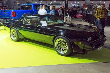 Pasila, Helsinki, Finlandiya, 4 Nisan. 2025: Pontiac Firebird Trans Am HT Coupe (1980) Orijinal Amerikan Araba Fuarı ACS25 sergisi Helsinki Messukeskus Fuar ve Kongre Merkezi.