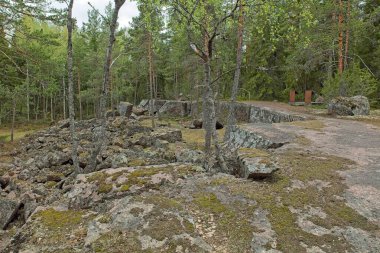 Pyterlahti 'nin tarihi Hevonniemi taş ocağı, 1820-30' larda, Pyterlahti, Virolahti, Finlandiya.