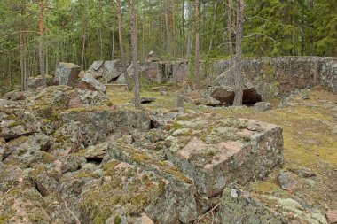 Pyterlahti 'nin tarihi Hevonniemi taş ocağı, 1820-30' larda, Pyterlahti, Virolahti, Finlandiya.