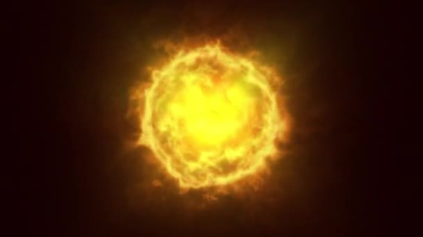 Arderea Efectului Mingii Foc Fundal Întunecat Flăcări Plasmă Interiorul Sferei — Videoclip de stoc