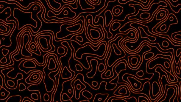Pohybující Oranžové Vlny Černém Pozadí Abstraktní Animovaná Obrysová Mapa 60Fps — Stock video
