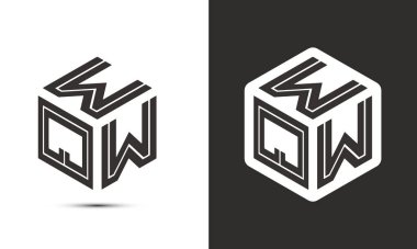 WQW harf logo tasarımı illüstratör küp logosu, vektör logosu modern alfabe yazı tipi çakışma stili. Birinci sınıf iş logosu simgesi. Siyah arkaplanda beyaz renk
