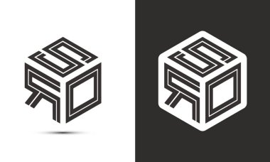 Ressam kübü logosuna sahip SRO harfi logosu tasarımı, vektör logosu modern alfabe yazı tipi çakışma stili. Birinci sınıf iş logosu simgesi. Siyah arkaplanda beyaz renk