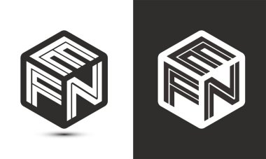 EFN harf logo tasarımı illüstratör küp logosu, vektör logosu modern alfabe yazı tipi kesişme biçimi.