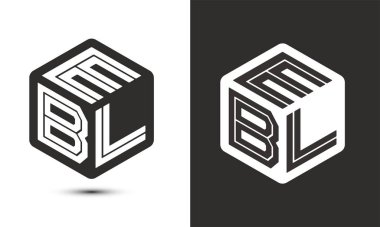 EBL harf logosu tasarımı illüstratör küp logosu, vektör logosu modern alfabe yazı tipi çakışma stili. Birinci sınıf iş logosu simgesi. Siyah arkaplanda beyaz renk