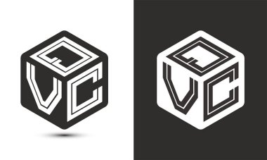 QVC letter logo design with illustrator cube logo, vector logo modern alphabet font overlap style. Premium Business logo icon. White color on black background clipart