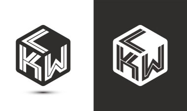 L K harfli logo tasarımı illüstratör küp logosu, vektör logosu modern alfabe yazı tipi çakışma stili. Birinci sınıf iş logosu simgesi. Siyah arkaplanda beyaz renk