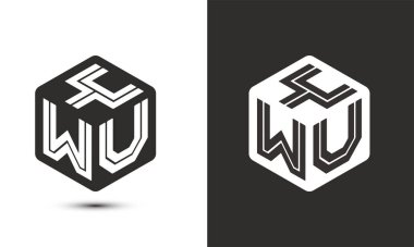 Y w u harf logo tasarımı illüstratör küp logosu, vektör logosu modern alfabe yazı tipi çakışma stili. Birinci sınıf iş logosu simgesi. Siyah arkaplanda beyaz renk