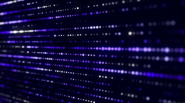 Siyah zemin üzerinde ışık olan mavi noktaların soyut yapısı. Hareket eden parçacıklarla bilim arkaplanı. Büyük verilerin dijital transferi. 3d oluşturma.