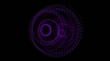 Siyah arkaplanda soyut mavi küre. Parlayan parçacıkları olan tel çerçeveli daire yapısı. Fütürist dijital illüstrasyon. 3B görüntüleme.