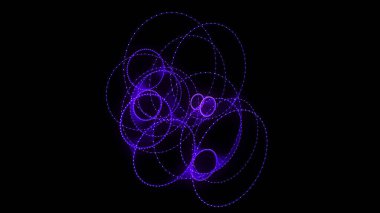 Siyah arkaplanda soyut mavi küre. Parlayan parçacıkları olan tel çerçeveli daire yapısı. Fütürist dijital illüstrasyon. 3B görüntüleme.