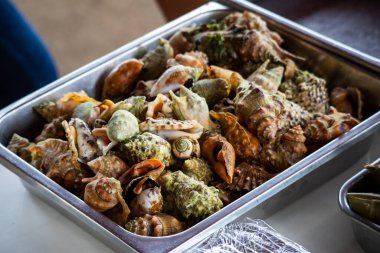 Sıcak bir kuzu buğulama yığını, ya da Filipinler 'de bir aşınma kabında Örümcek Kabuğu. Yüksek kalite fotoğraf