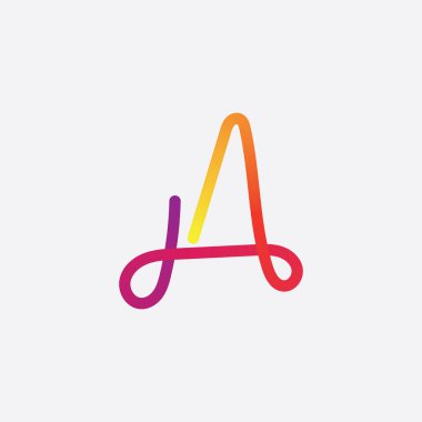 Karışık renkli harf logosu. Gradyan soyut harfler.