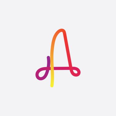 Karışık renkli harf logosu. Gradyan soyut harfler.