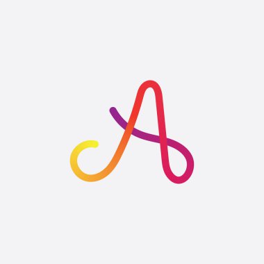 Karışık renkli harf logosu. Gradyan soyut harfler.