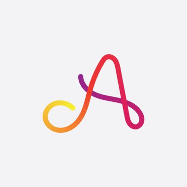 Karışık renkli harf logosu. Gradyan soyut harfler.