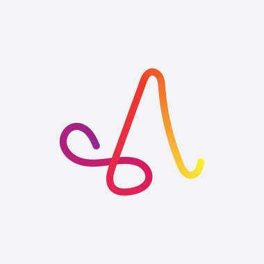 Karışık renkli harf logosu. Gradyan soyut harfler.