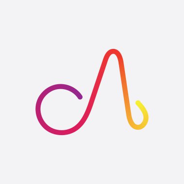 Karışık renkli harf logosu. Gradyan soyut harfler.