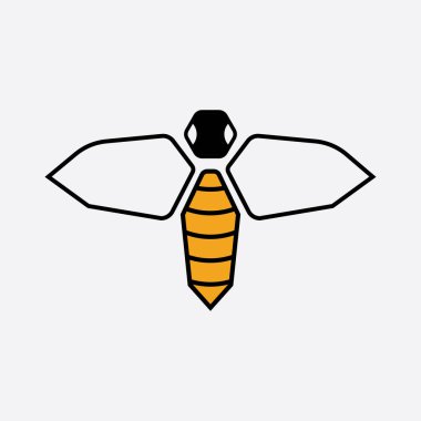Arı logosu çizim simgesi logo şablonu