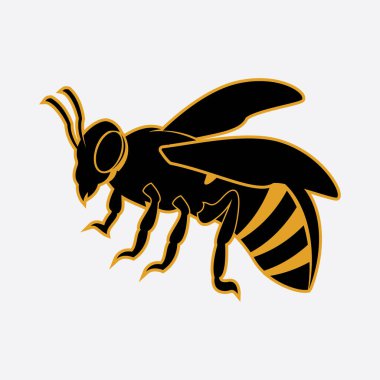 Arı logosu çizim simgesi logo şablonu