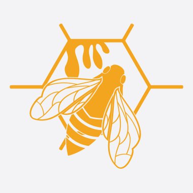 Arı logosu çizim simgesi logo şablonu