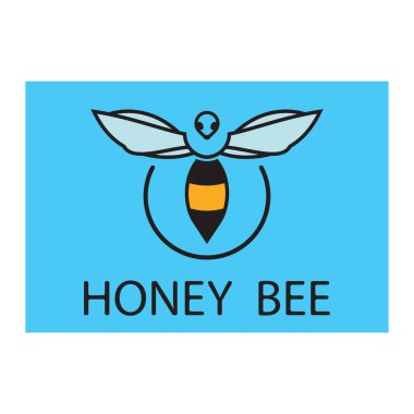 Arı Logosu Sembolü. Şablon Tasarımı. Dövme Vektörü İllüstrasyonu.