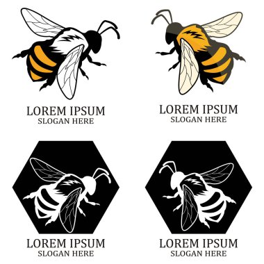 Etiket tasarımı için en iyi illüstrasyon Bal arısı Logosu Premium Vektörü