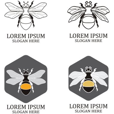 Etiket tasarımı için en iyi illüstrasyon Bal arısı Logosu Premium Vektörü