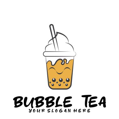 Kabarcık içeceği çay logosu grafik şablonu