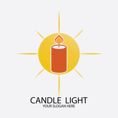 Romantik mum ışığı simgesi logo vektör illüstrasyonu