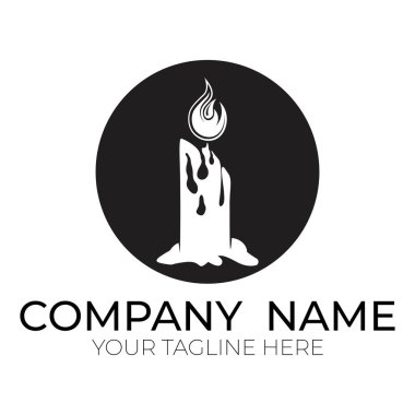 Romantik mum ışığı simgesi logo vektör illüstrasyonu