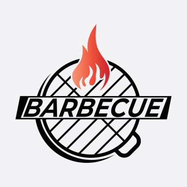Barbekü logosu tasarım şablonu çizimi. Mutfak vektör simgesi.