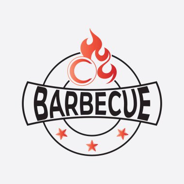 Barbekü logosu tasarım şablonu çizimi. Mutfak vektör simgesi.