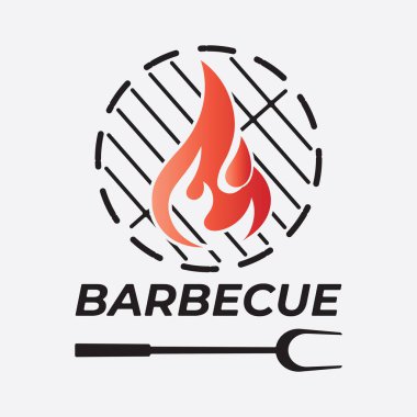 Barbekü logosu tasarım şablonu çizimi. Mutfak vektör simgesi.