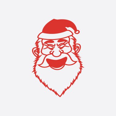 Şirin Noel Baba. Basit tasarım. Neşeli beyaz sakal.